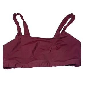Yitty Womens Size Medium Ribbed Racerback Sports Bra Maroon Crop Top Athletic